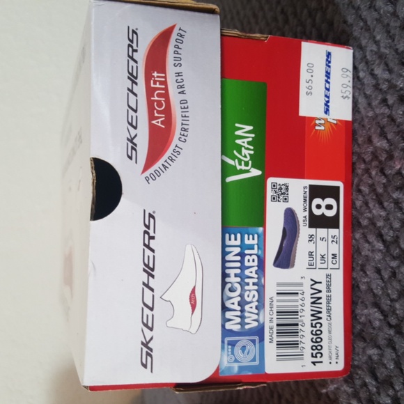 Skechers Navy Arch Fit Vegan Machine Washable Shoes - Picture 7 of 7